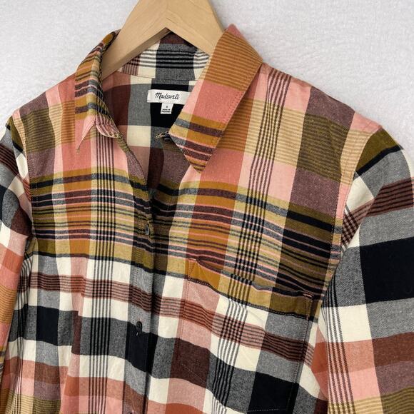MADEWELL Shirt Women S Flannel Classic Ex-Boyfriend Seconda Plaid Button Up Pink - Picture 5 of 14